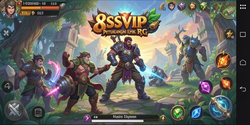 Screenshot gameplay 8SVIP yang menampilkan pertarungan epik dalam dunia RPG.