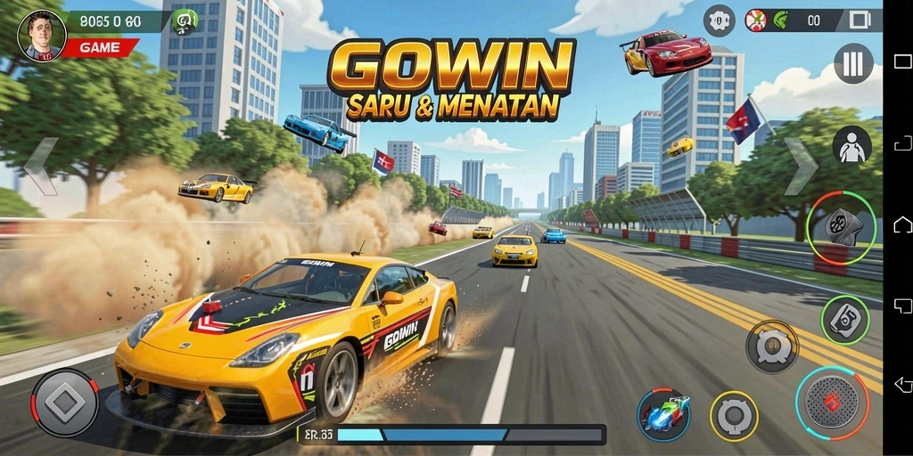 GOWIN menampilkan aksi balapan yang mendebarkan dan grafik menawan.