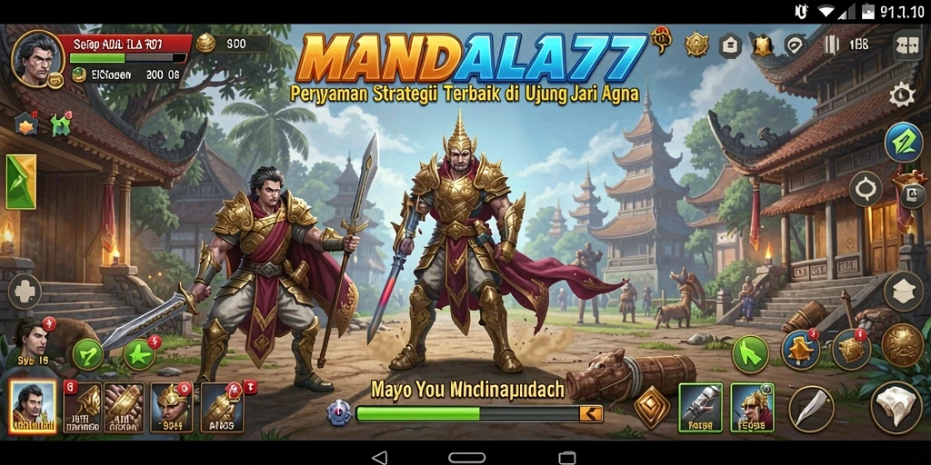 Tangkapan layar permainan SLG yang menunjukkan aksi epik di MANDALA77.