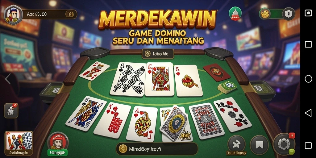 Tampilan gameplay seru dalam aplikasi MERDEKAWIN Domino.