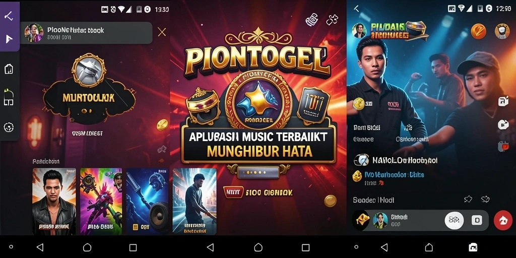 Screenshot gameplay PIONTOGEL yang menunjukkan interaksi pengguna dengan musik.