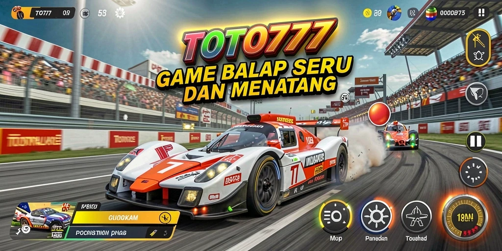 Gameplay seru di TOTO777 dengan balapan mobil melawan lawan.
